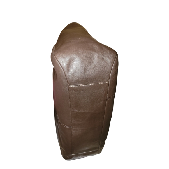 Coach Brown Leather pleated gallery shopper, hangtag, F15147, Double han… - Picture 7 of 12